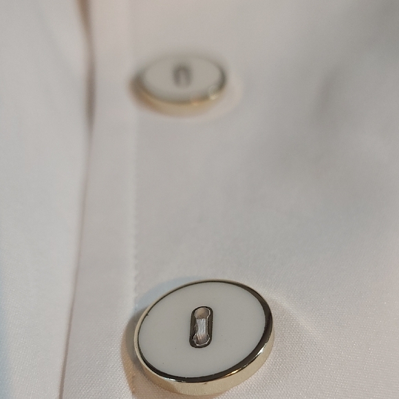 Women's Chic Blazer White, 2 Button Front, 2 Pockets, Cord Laced Sleeves, NWOT - Picture 13 of 15